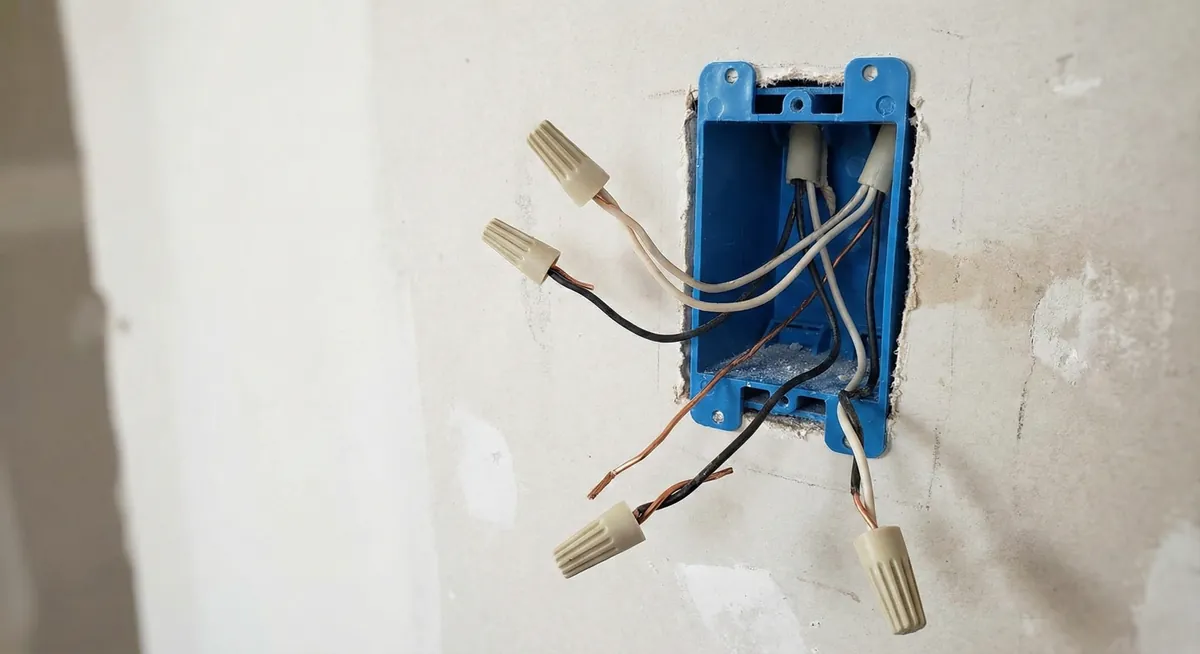 New electrical outlet box being installed
