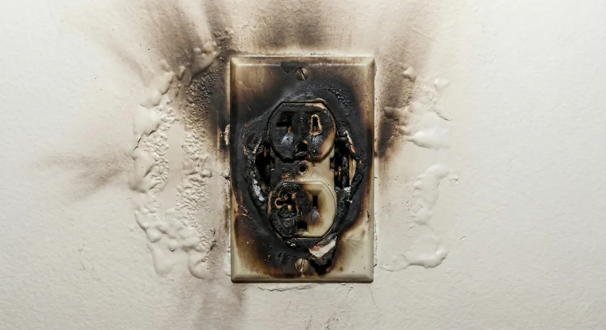 Scorched electrical outlet that needs repair